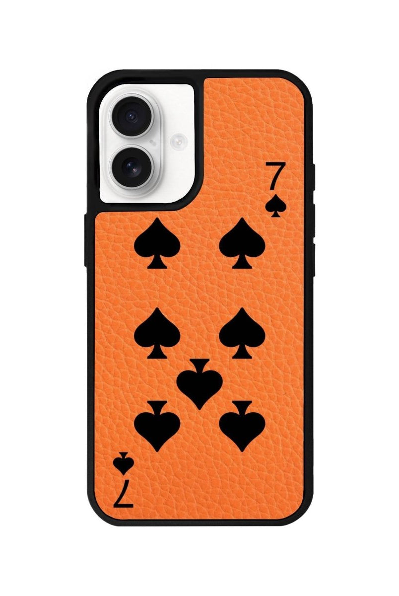 iPhone 16 Spade7 Leather Vegan Deri Telefon Kılıfı Turuncu - SUMTHINCS