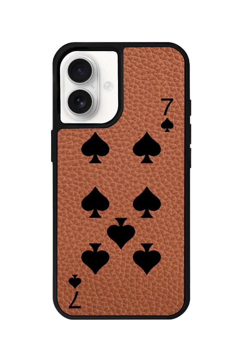 iPhone 16 Spade7 Leather Vegan Deri Telefon Kılıfı Kahverengi - SUMTHINCS