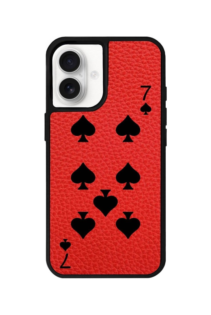 iPhone 16 Spade7 Leather Vegan Deri Telefon Kılıfı Kırmızı - SUMTHINCS