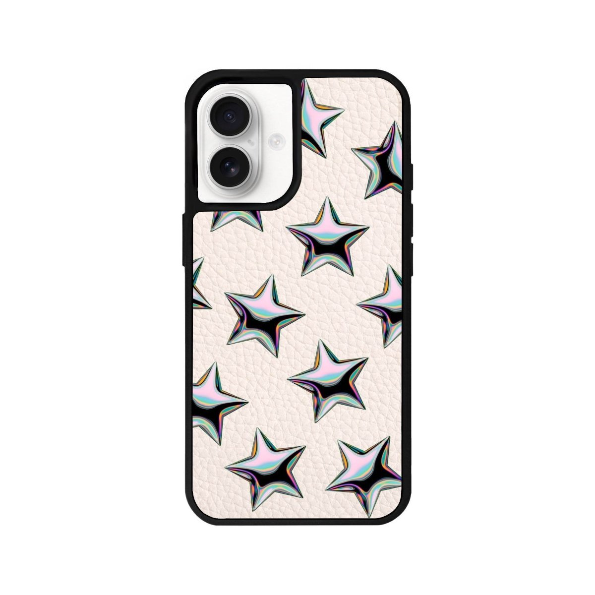 iPhone 16 Stars Leather Vegan Deri Telefon Kılıfı Bej - SUMTHINCS