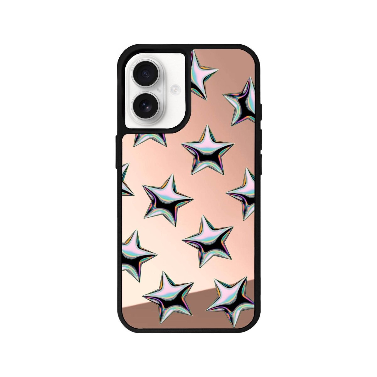 iPhone 16 Stars Mirror Aynalı Telefon Kılıfı Metalik Pembe - SUMTHINCS