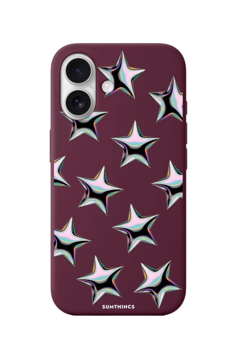 iPhone 16 Stars Premium Telefon Kılıfı Bordo - SUMTHINCS