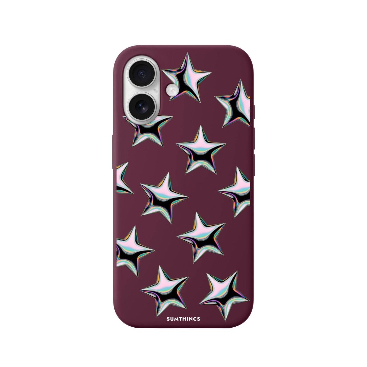 iPhone 16 Stars Premium Telefon Kılıfı Bordo - SUMTHINCS