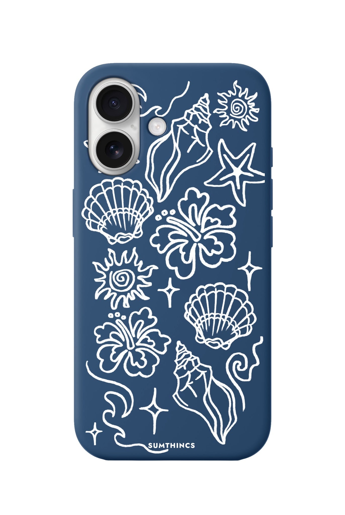 iPhone 16 Summer Sketch Premium Telefon Kılıfı Pasifik Mavi - SUMTHINCS