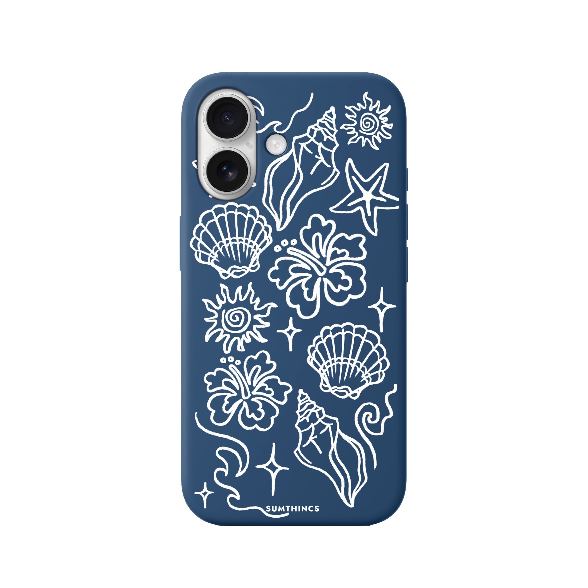 iPhone 16 Summer Sketch Premium Telefon Kılıfı Pasifik Mavi - SUMTHINCS