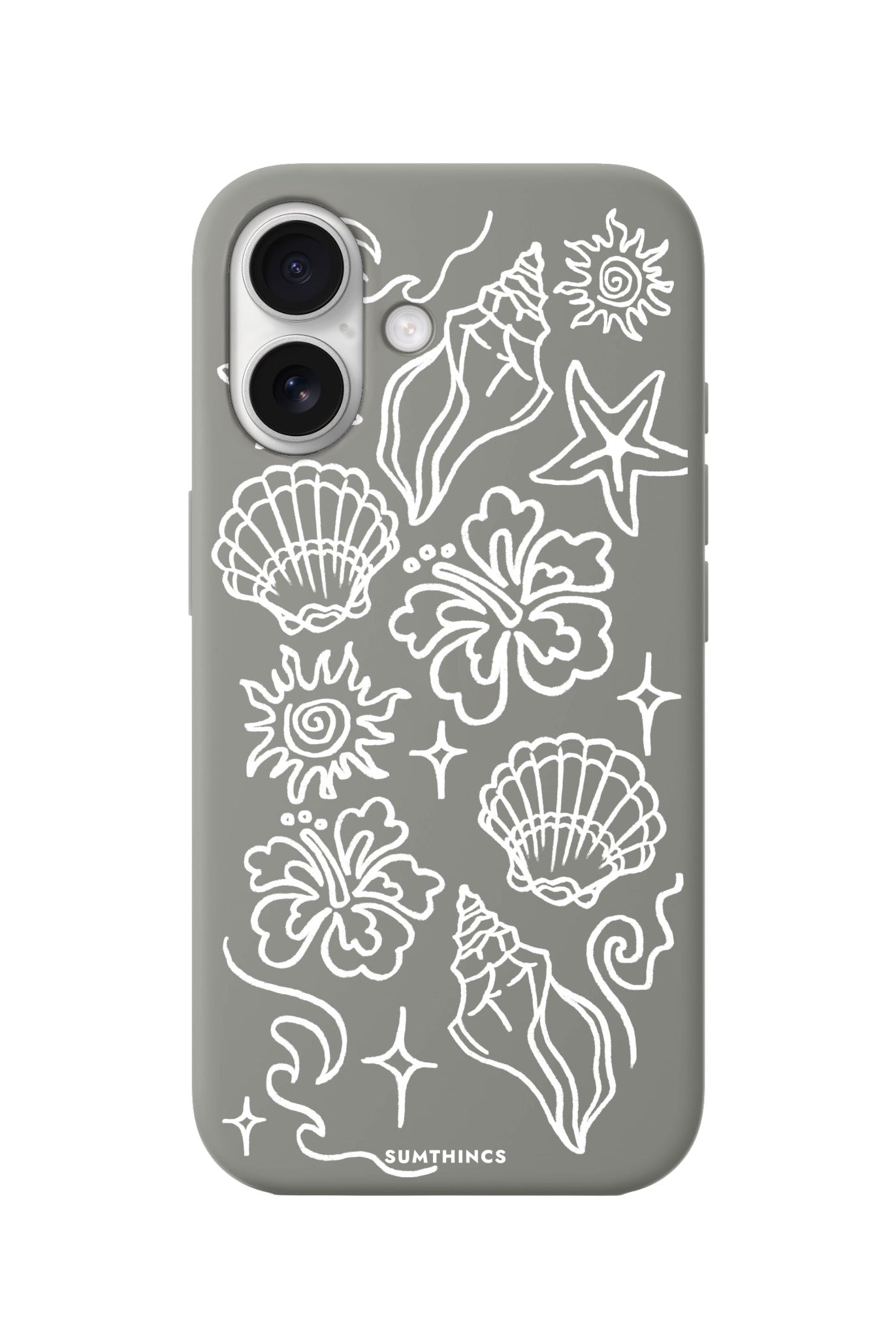 iPhone 16 Summer Sketch Premium Telefon Kılıfı Gri - SUMTHINCS