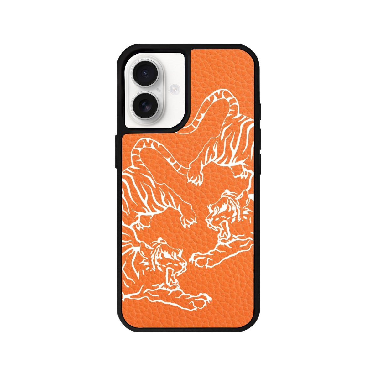 iPhone 16 Tigers Leather Vegan Deri Telefon Kılıfı Turuncu - SUMTHINCS