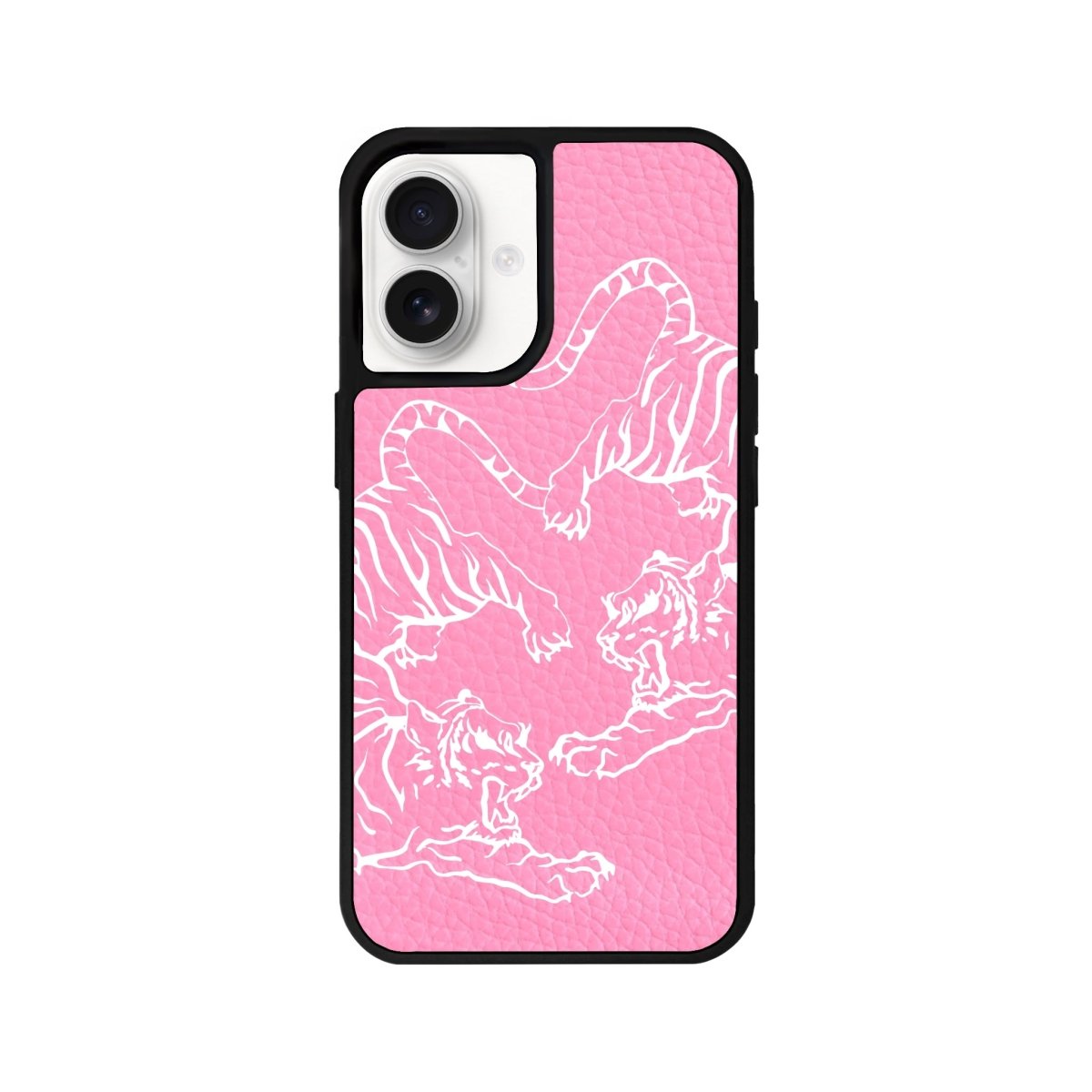 iPhone 16 Tigers Leather Vegan Deri Telefon Kılıfı Pembe - SUMTHINCS