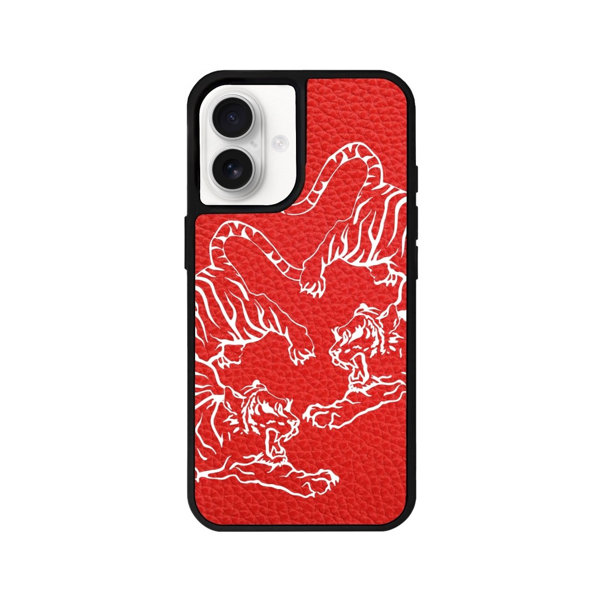 iPhone 16 Tigers Leather Vegan Deri Telefon Kılıfı Kırmızı - SUMTHINCS