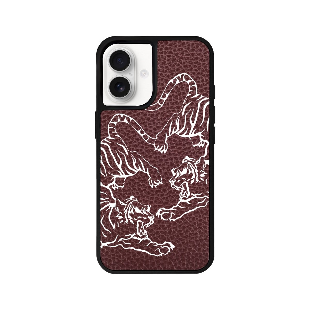iPhone 16 Tigers Leather Vegan Deri Telefon Kılıfı Bordo - SUMTHINCS