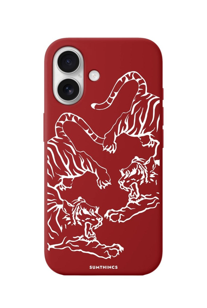 iPhone 16 Tigers Premium Telefon Kılıfı Kırmızı - SUMTHINCS