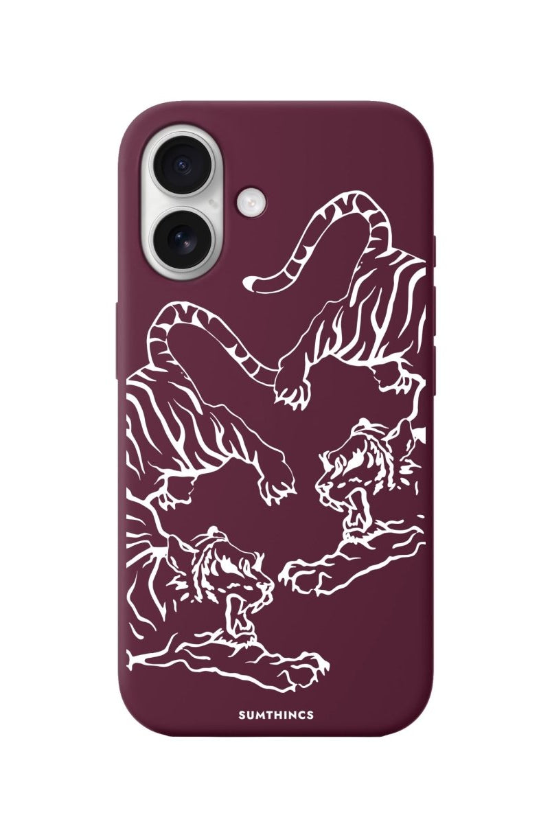 iPhone 16 Tigers Premium Telefon Kılıfı Bordo - SUMTHINCS
