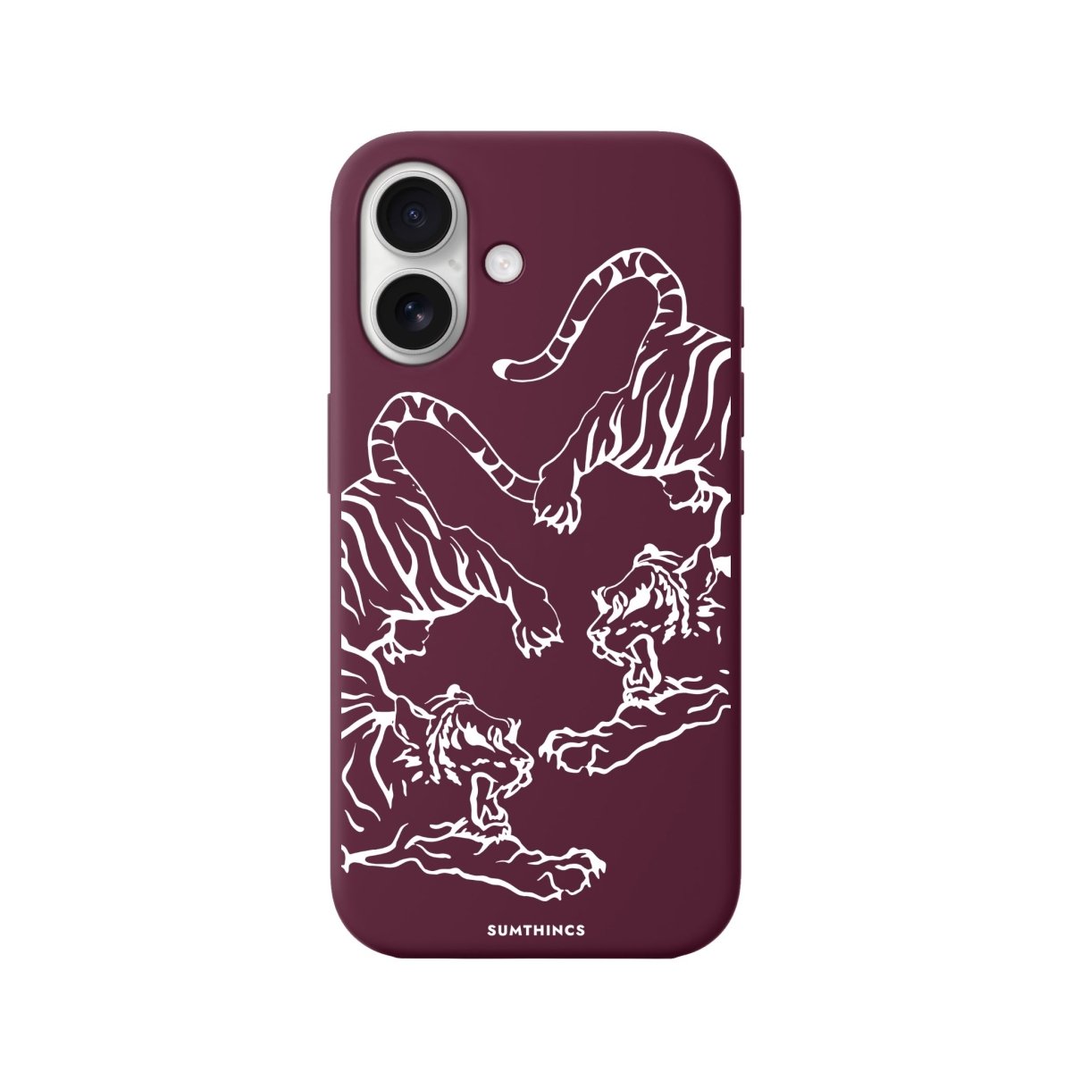 iPhone 16 Tigers Premium Telefon Kılıfı Bordo - SUMTHINCS