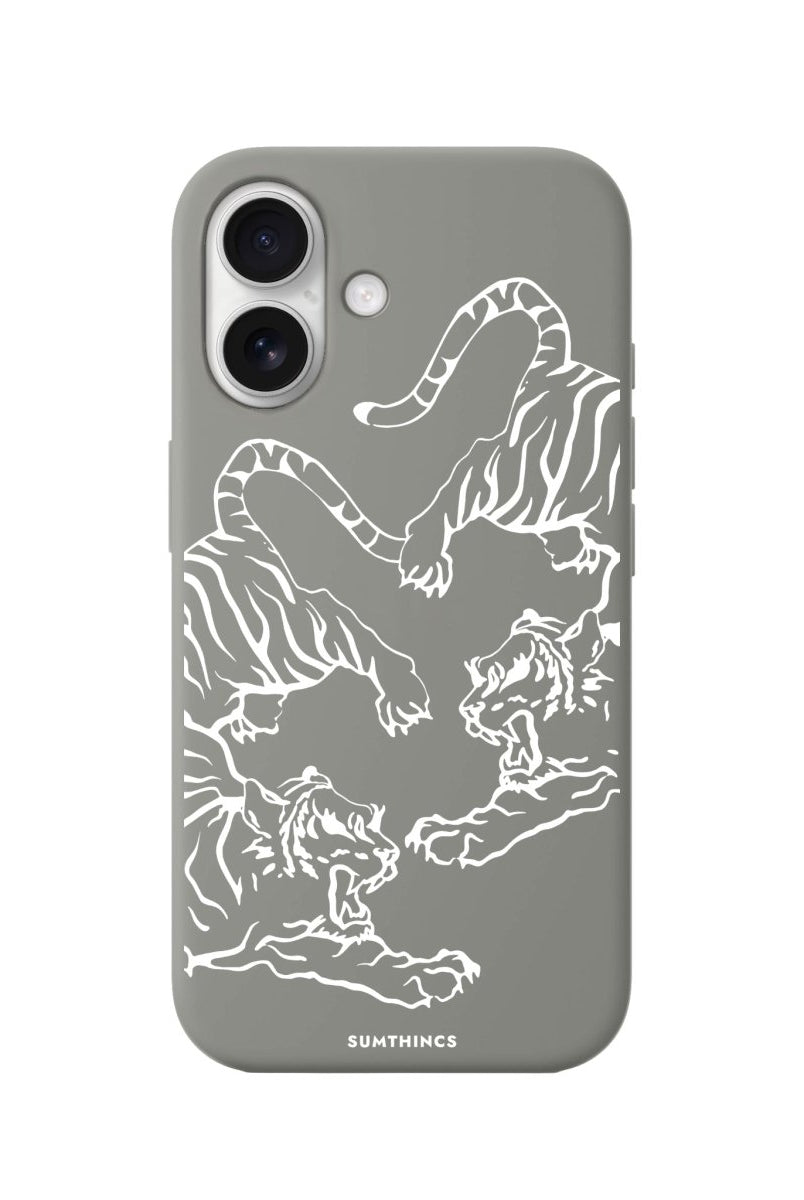 iPhone 16 Tigers Premium Telefon Kılıfı Gri - SUMTHINCS