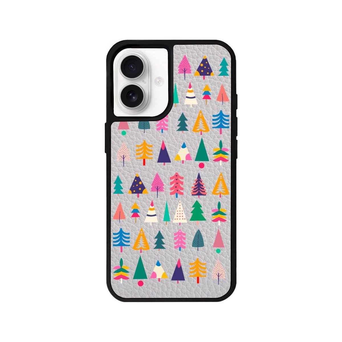 iPhone 16 Tiny Forest Leather Vegan Deri Telefon Kılıfı Gri - SUMTHINCS