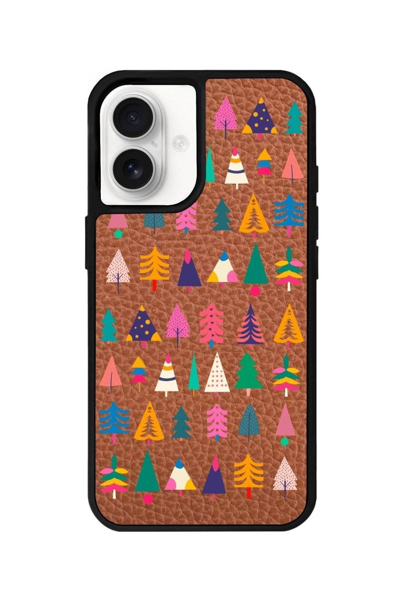 iPhone 16 Tiny Forest Leather Vegan Deri Telefon Kılıfı Kahverengi - SUMTHINCS