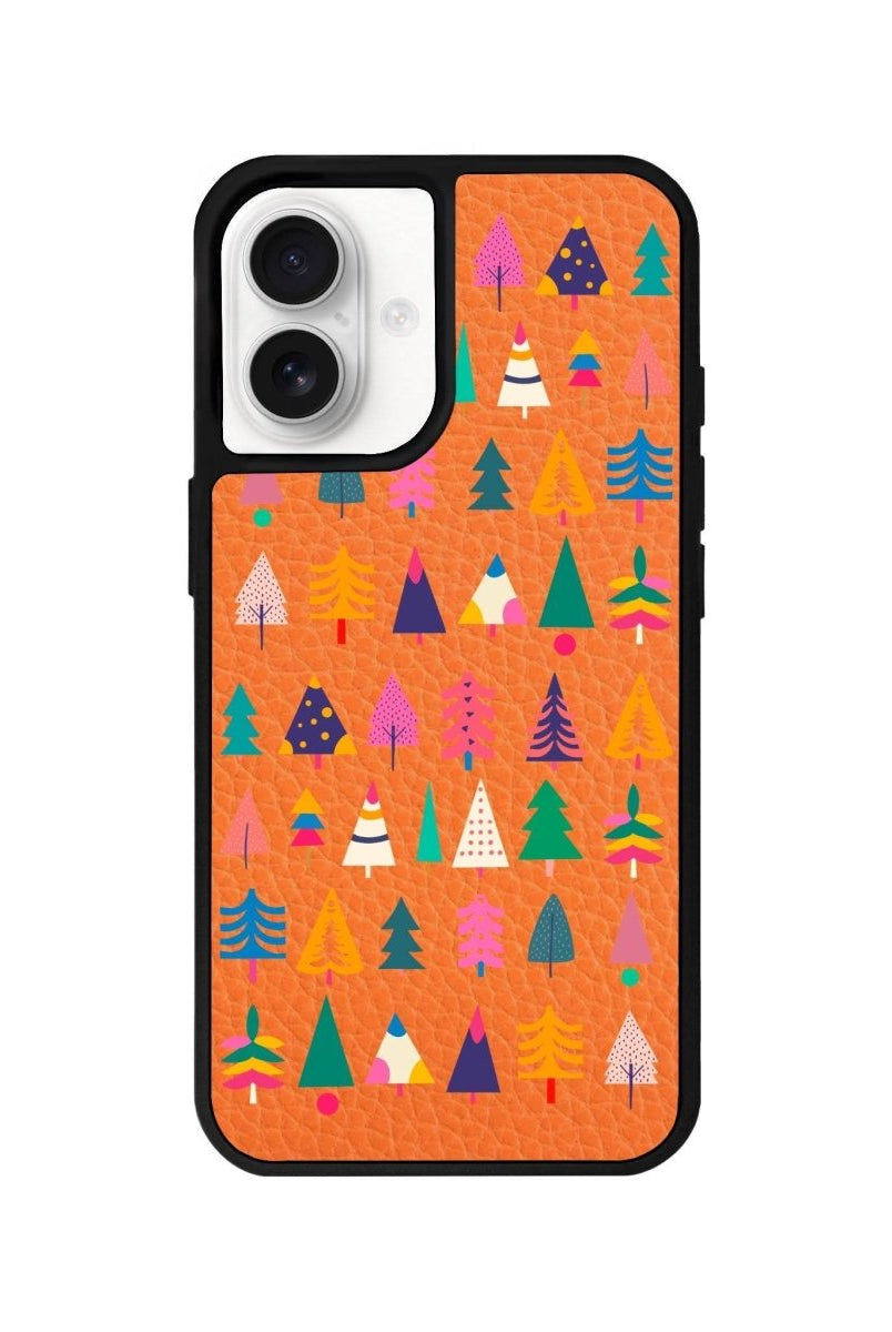 iPhone 16 Tiny Forest Leather Vegan Deri Telefon Kılıfı Turuncu - SUMTHINCS