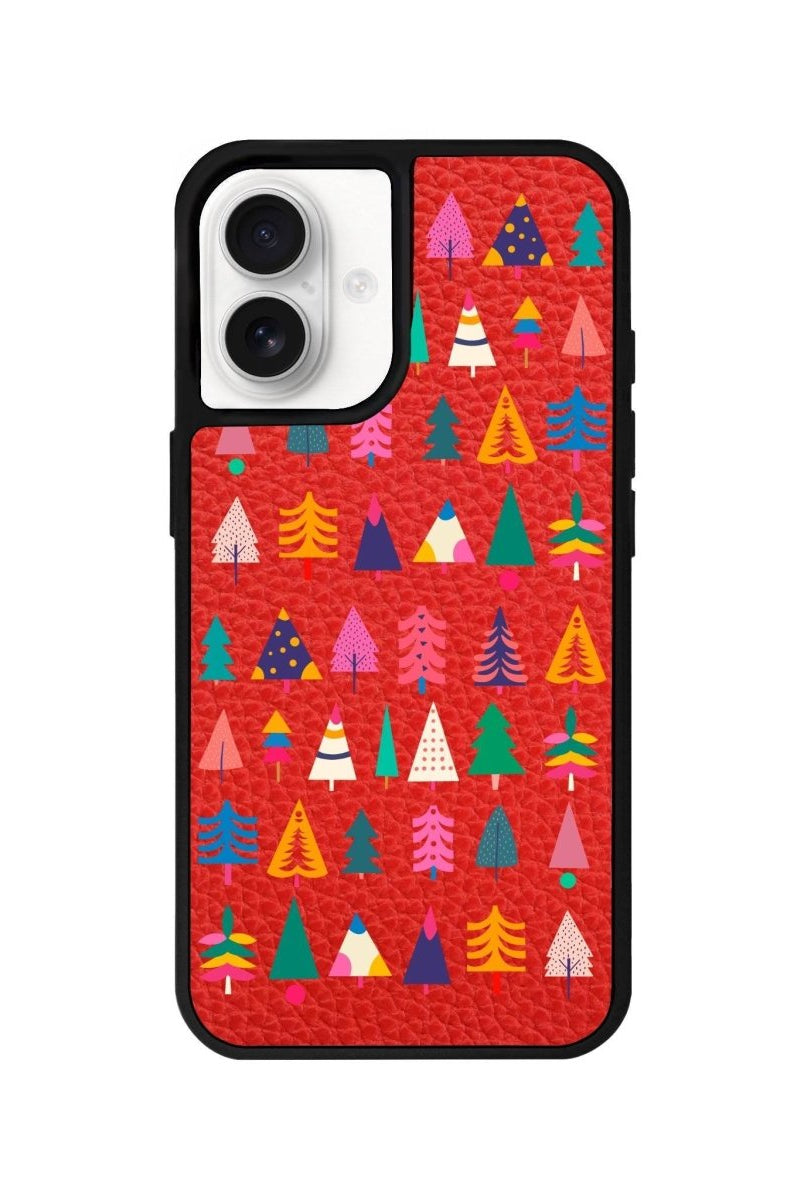iPhone 16 Tiny Forest Leather Vegan Deri Telefon Kılıfı Kırmızı - SUMTHINCS