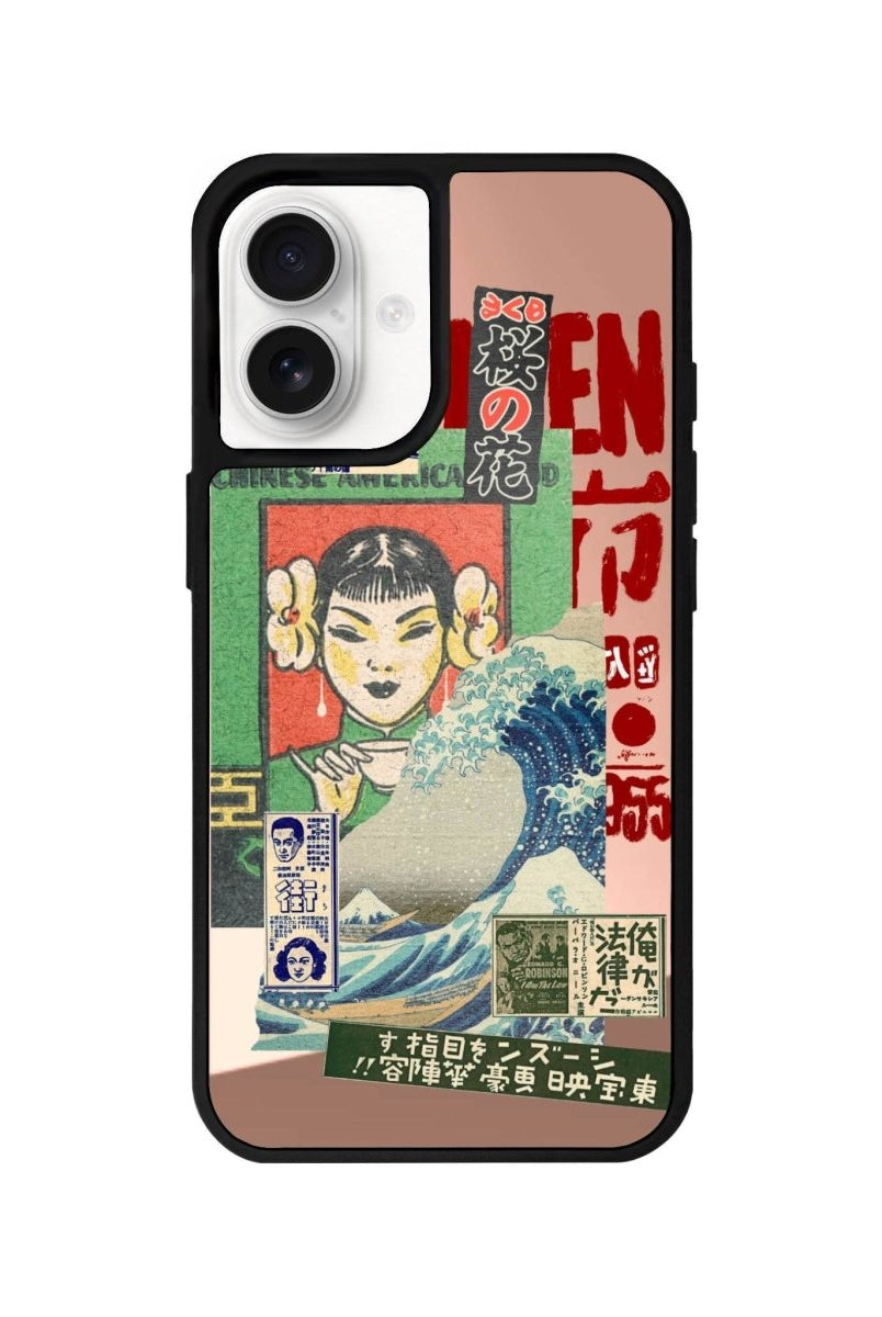 iPhone 16 Vintage Poster Mirror Aynalı Telefon Kılıfı Metalik Pembe - SUMTHINCS