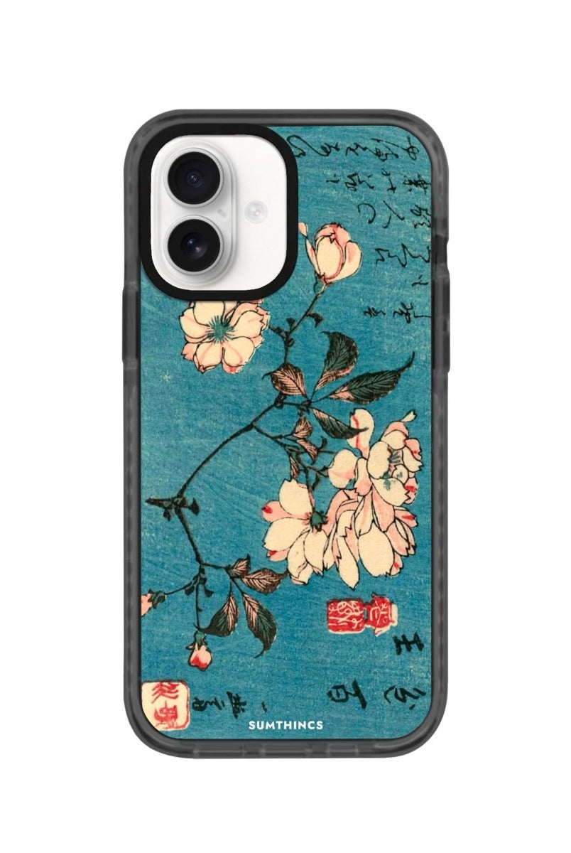 iPhone 16 Vintage Sakura Procase Şeffaf Telefon Kılıfı Antrasit - SUMTHINCS
