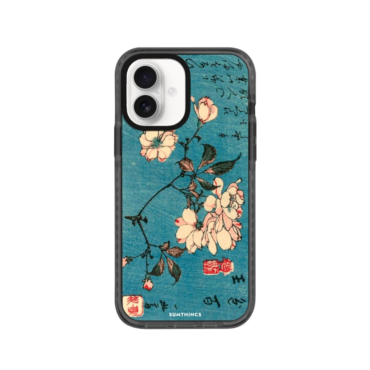 iPhone 16 Vintage Sakura Procase Şeffaf Telefon Kılıfı Antrasit - SUMTHINCS