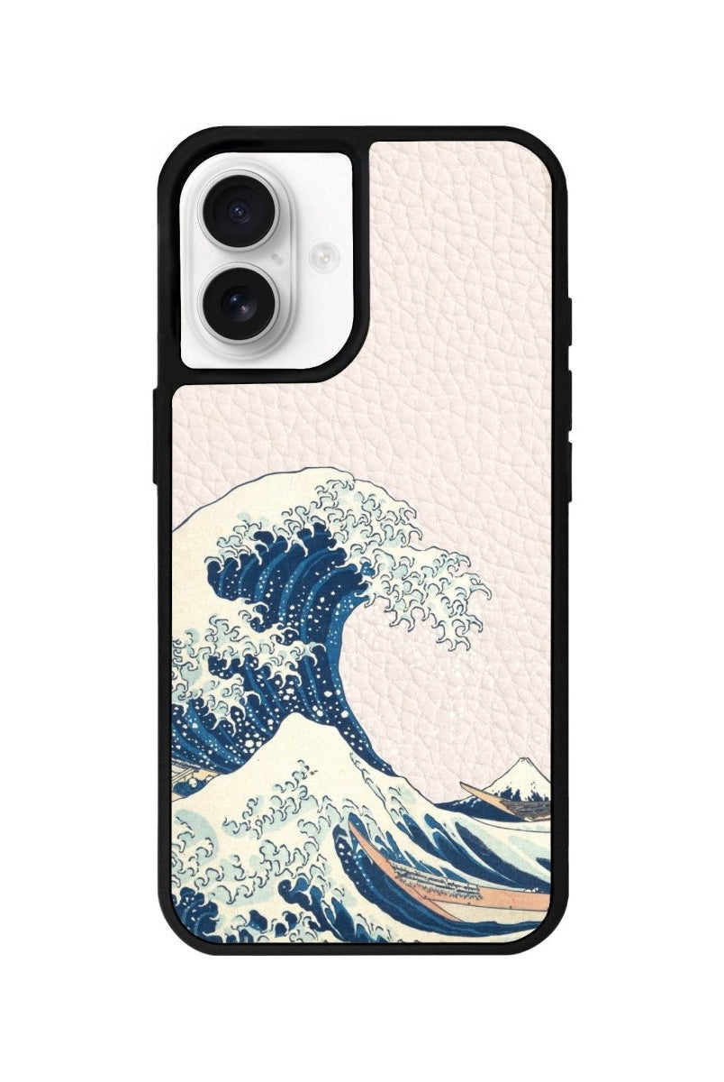 iPhone 16 Waves Leather Vegan Deri Telefon Kılıfı Bej - SUMTHINCS