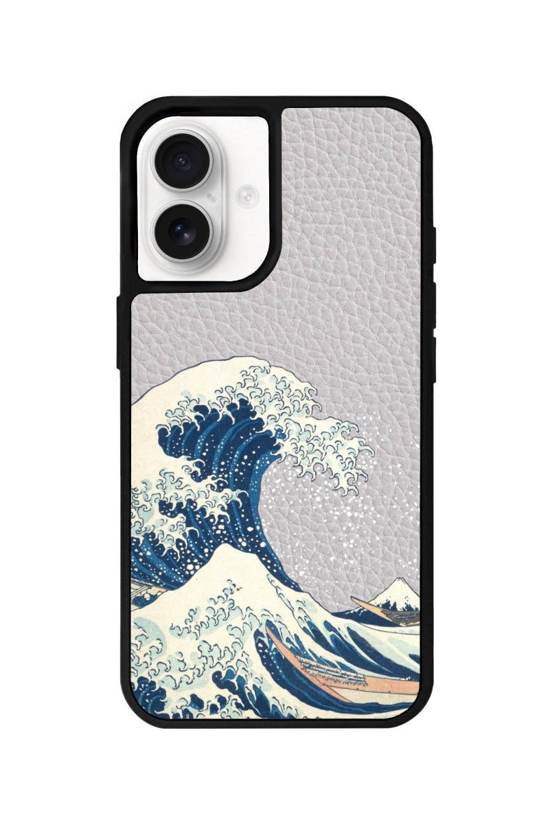 iPhone 16 Waves Leather Vegan Deri Telefon Kılıfı Gri - SUMTHINCS