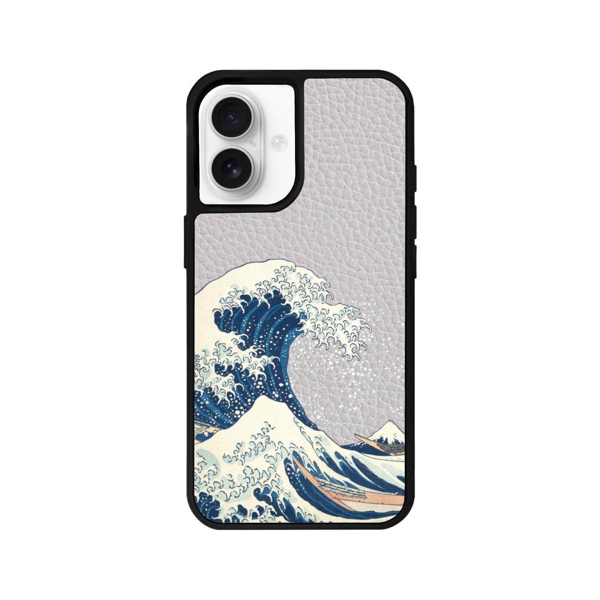 iPhone 16 Waves Leather Vegan Deri Telefon Kılıfı Gri - SUMTHINCS
