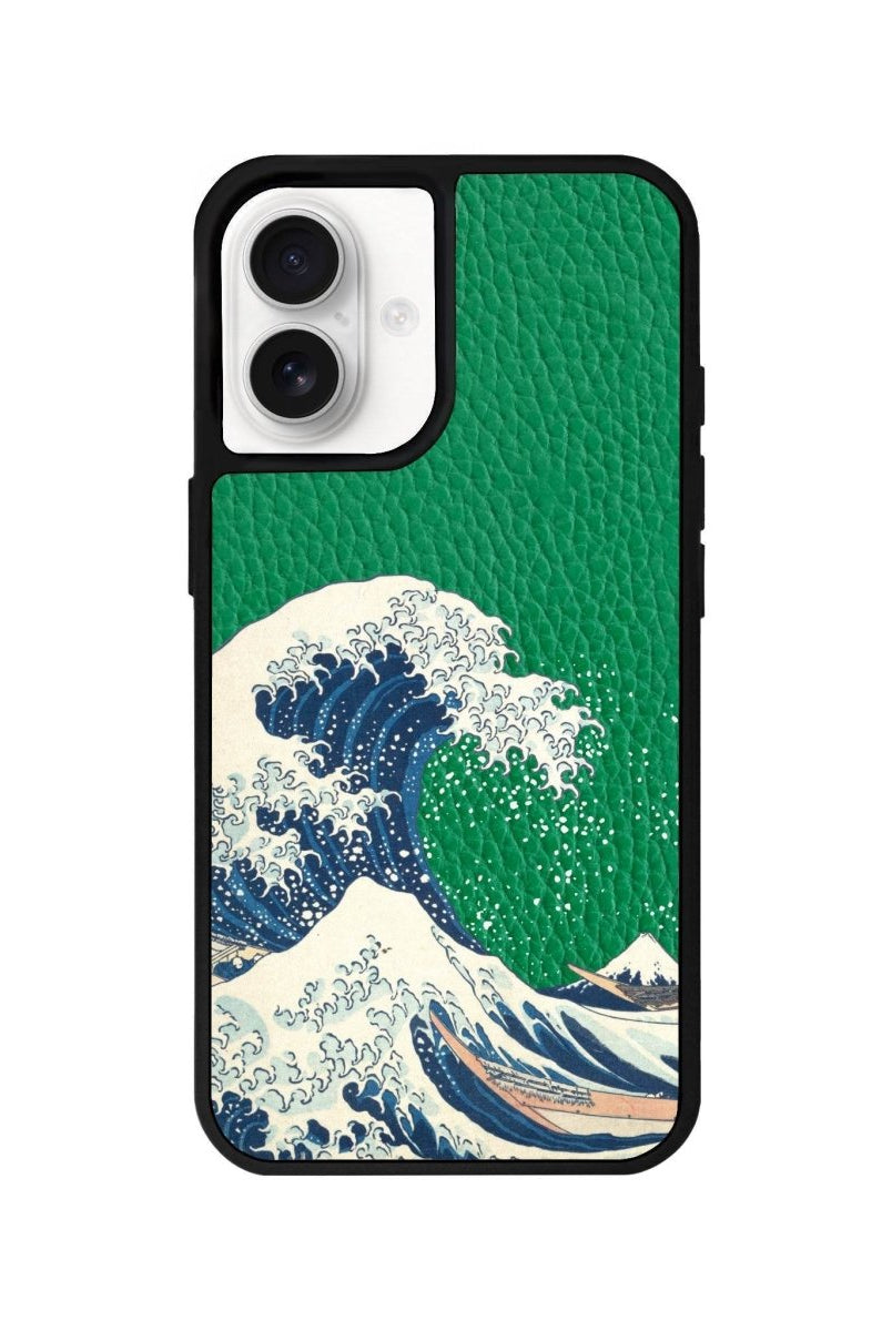 iPhone 16 Waves Leather Vegan Deri Telefon Kılıfı Yeşil - SUMTHINCS