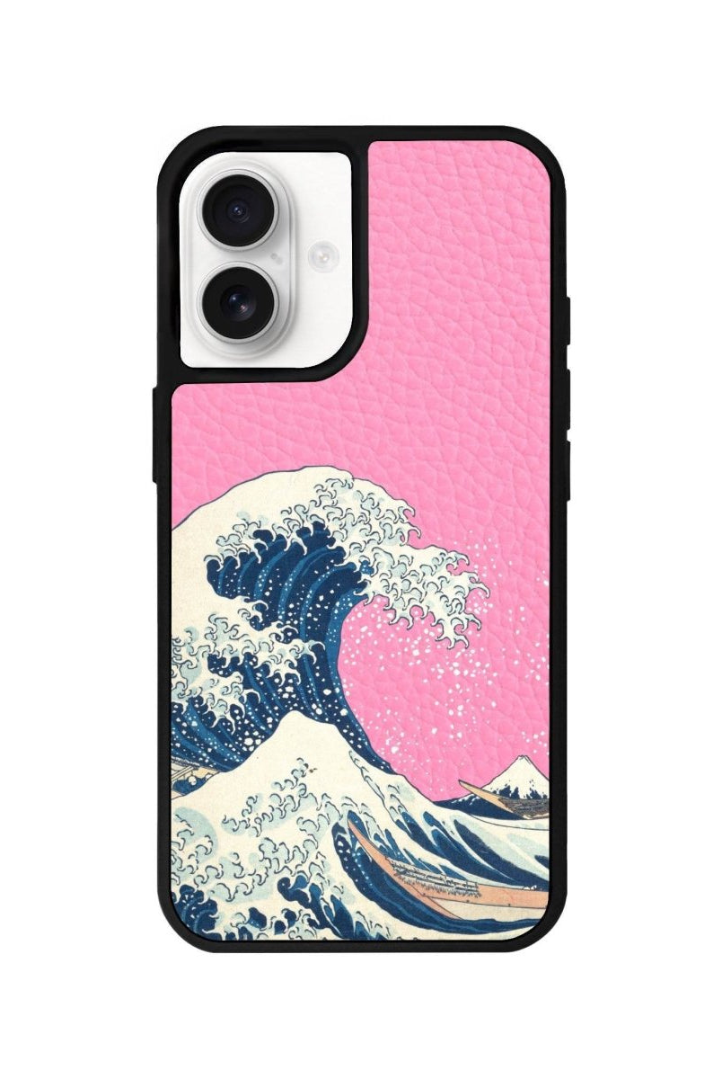 iPhone 16 Waves Leather Vegan Deri Telefon Kılıfı Pembe - SUMTHINCS