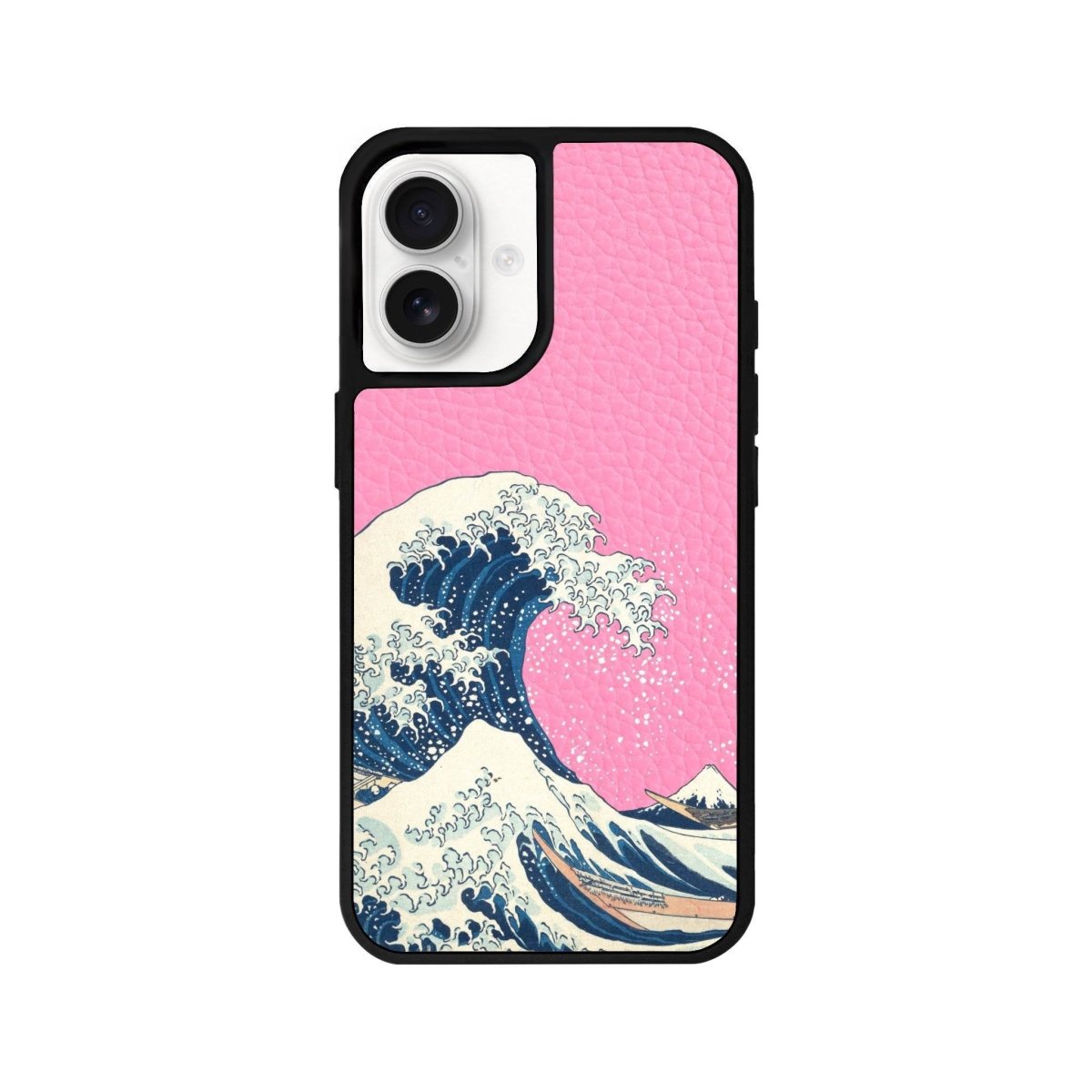 iPhone 16 Waves Leather Vegan Deri Telefon Kılıfı Pembe - SUMTHINCS
