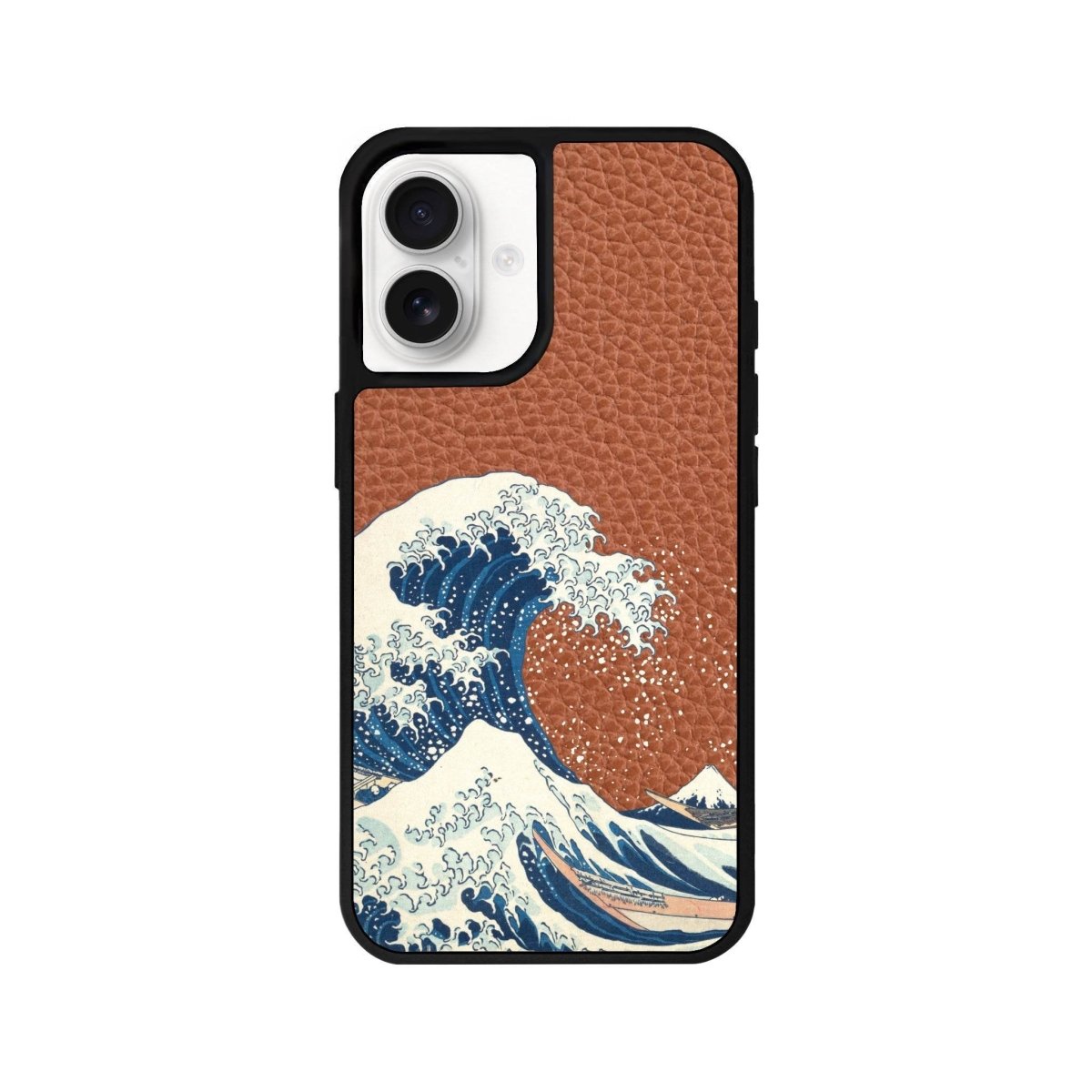 iPhone 16 Waves Leather Vegan Deri Telefon Kılıfı Kahverengi - SUMTHINCS