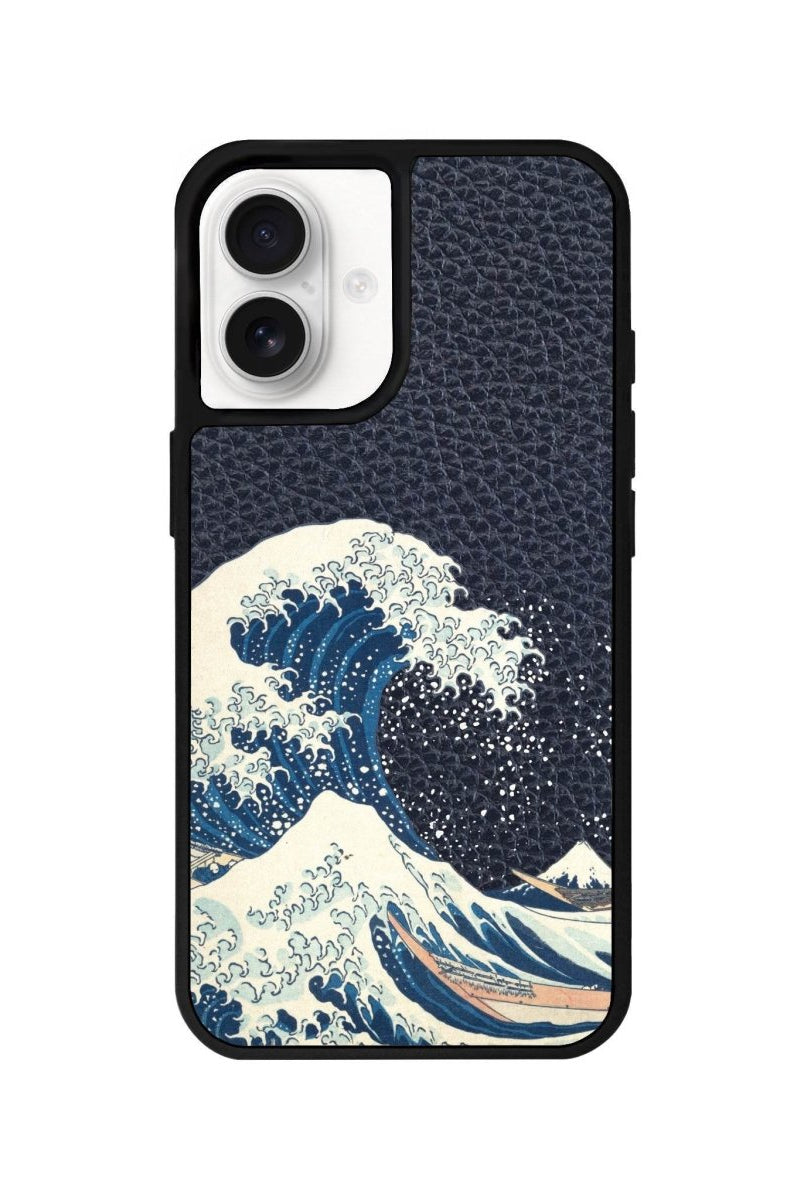 iPhone 16 Waves Leather Vegan Deri Telefon Kılıfı Pasifik Mavi - SUMTHINCS
