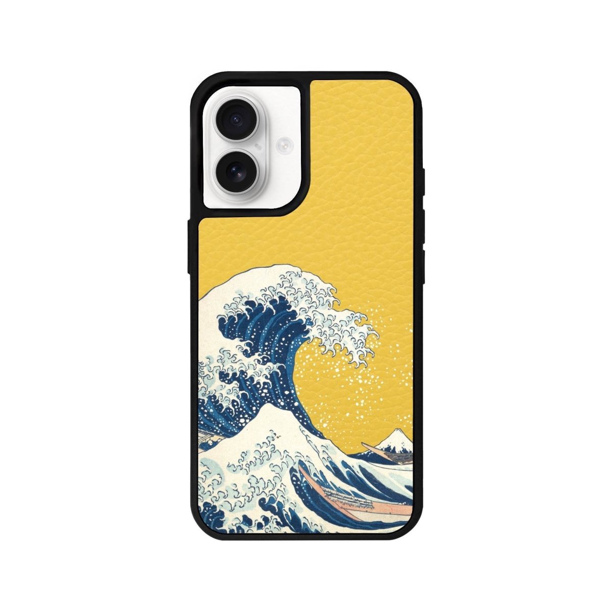 iPhone 16 Waves Leather Vegan Deri Telefon Kılıfı Sarı - SUMTHINCS