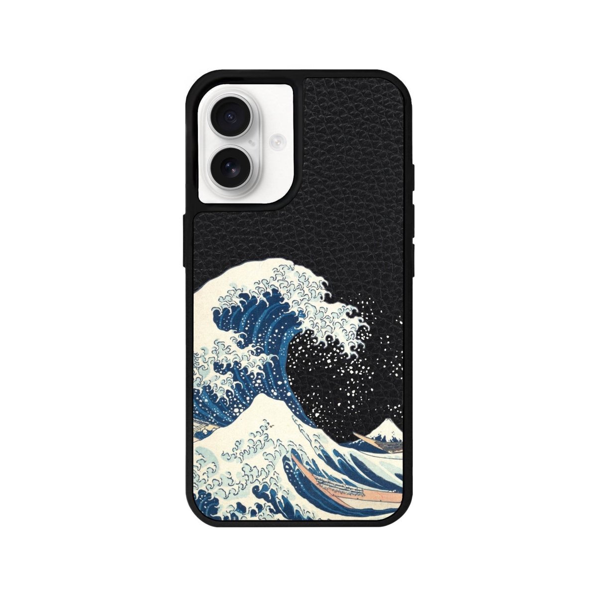 iPhone 16 Waves Leather Vegan Deri Telefon Kılıfı Siyah - SUMTHINCS