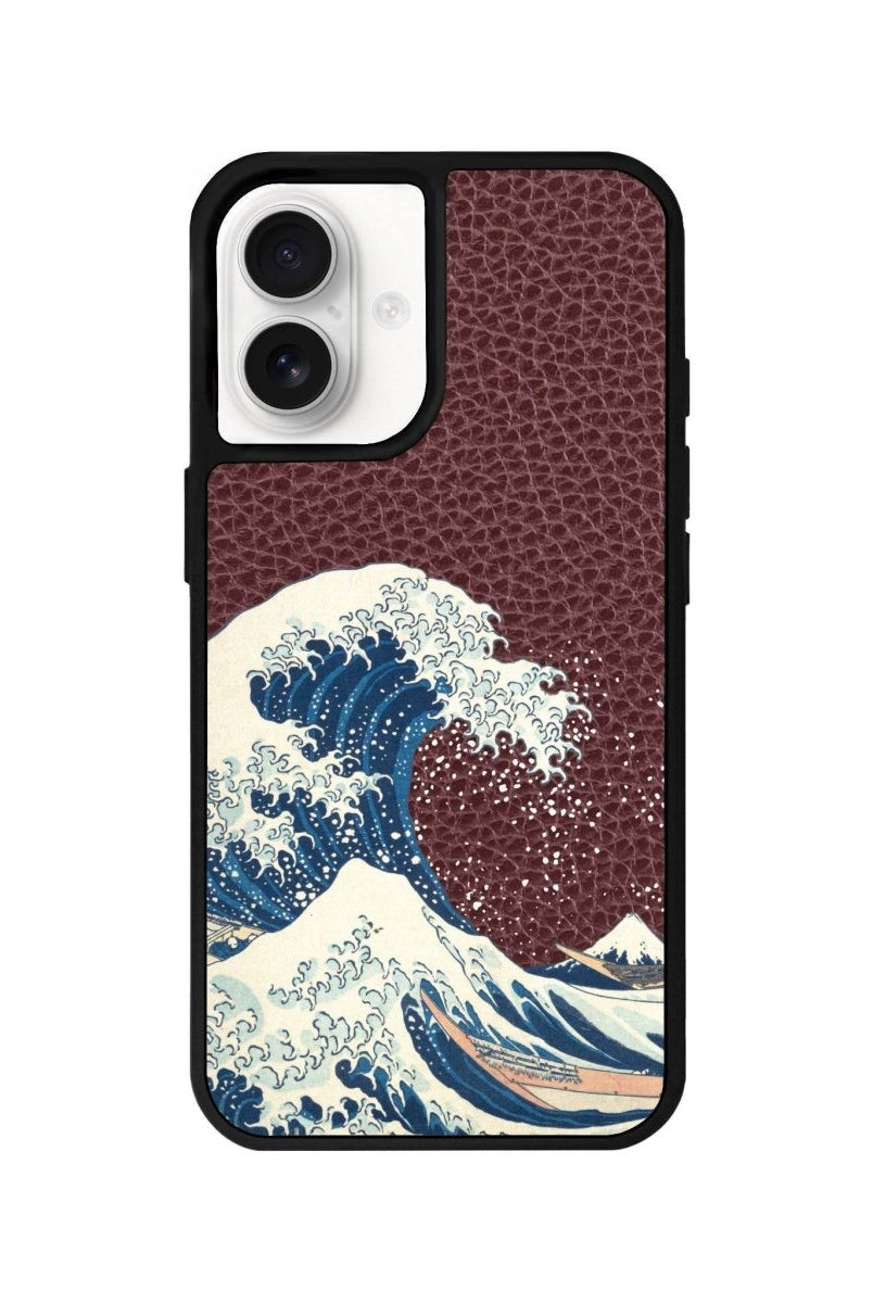 iPhone 16 Waves Leather Vegan Deri Telefon Kılıfı Bordo - SUMTHINCS