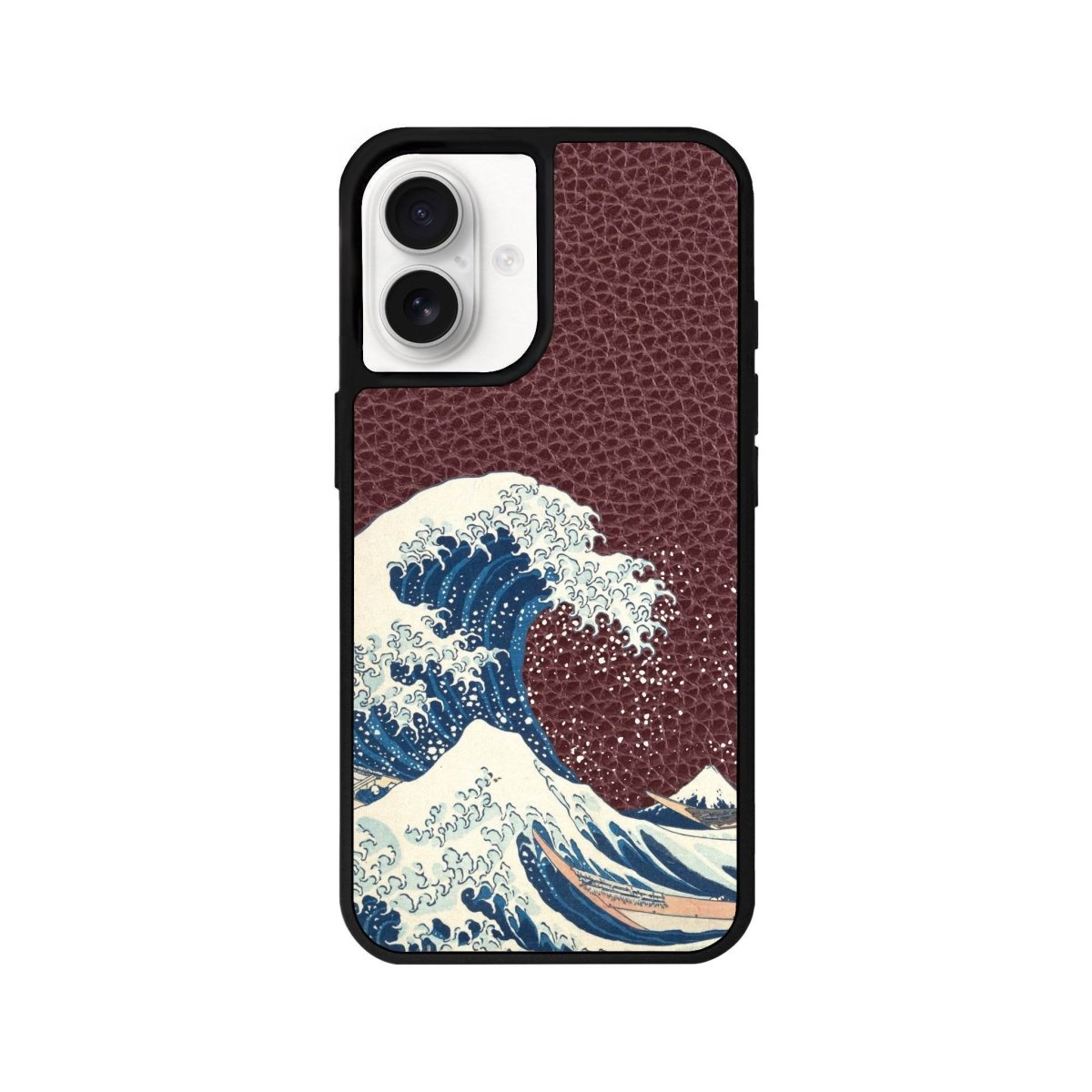 iPhone 16 Waves Leather Vegan Deri Telefon Kılıfı Bordo - SUMTHINCS