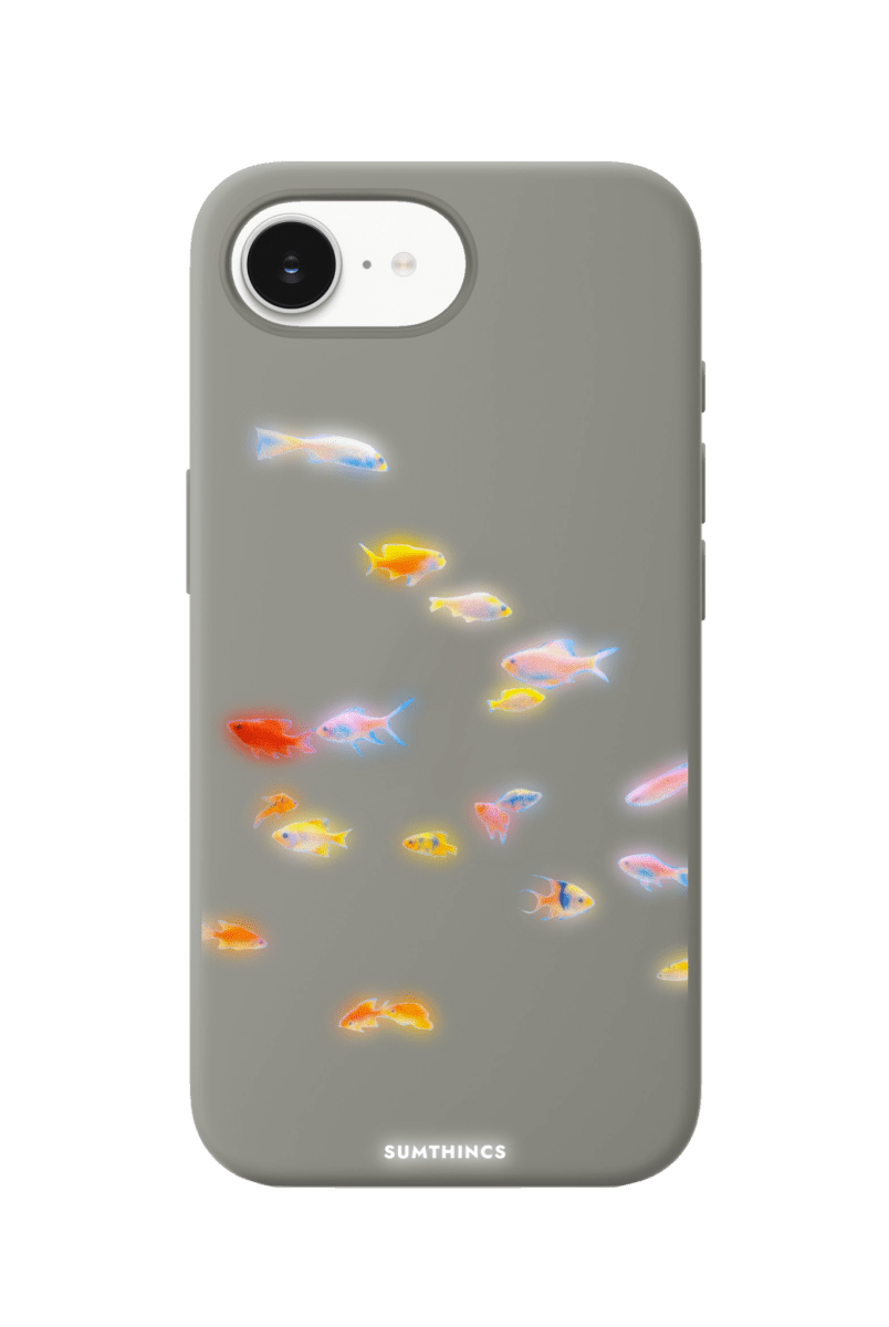 iPhone 16E Neon Fish Premium Telefon Kılıfı Gri - SUMTHINCS