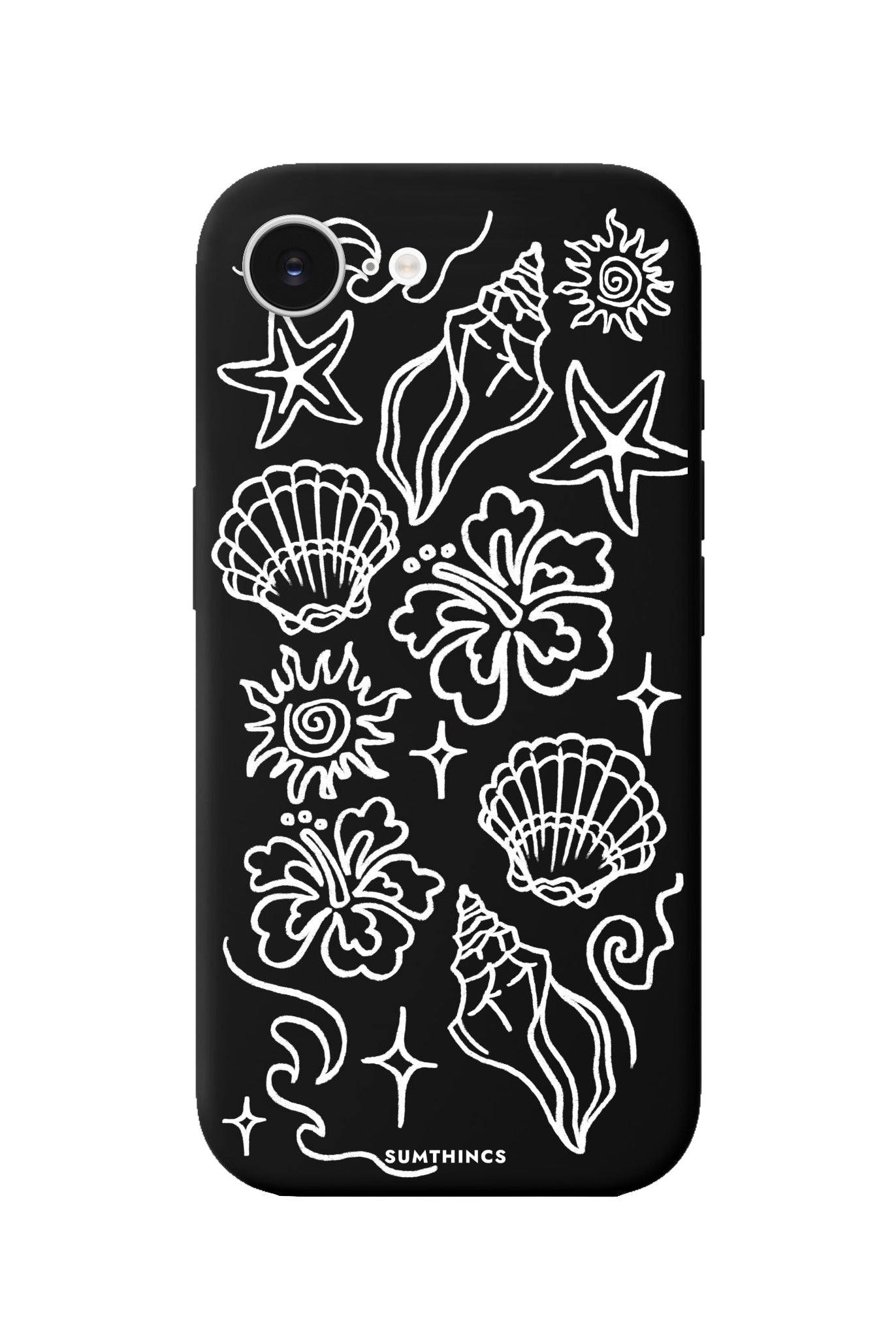 iPhone 16E Summer Sketch Premium Telefon Kılıfı Siyah - SUMTHINCS