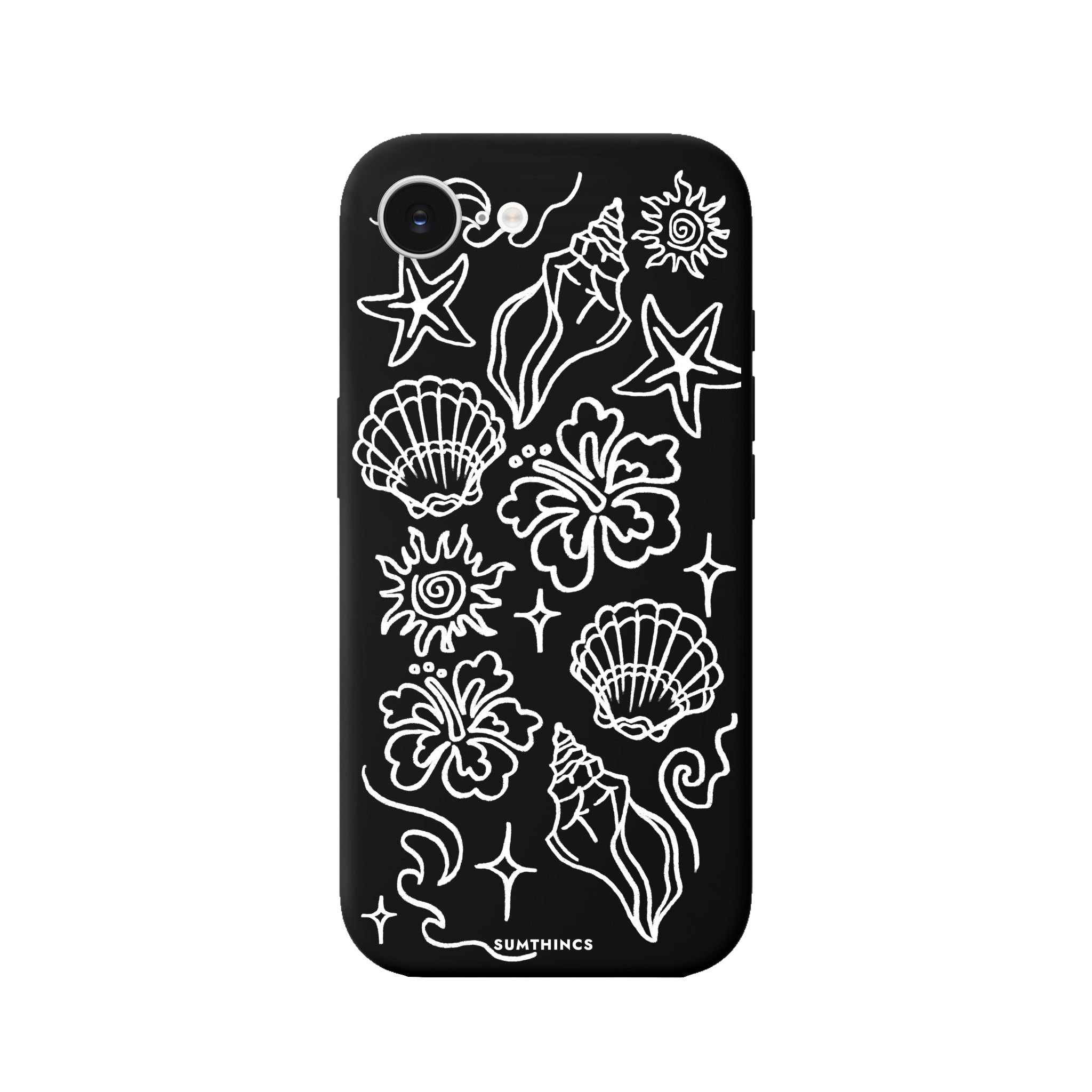 iPhone 16E Summer Sketch Premium Telefon Kılıfı Siyah - SUMTHINCS