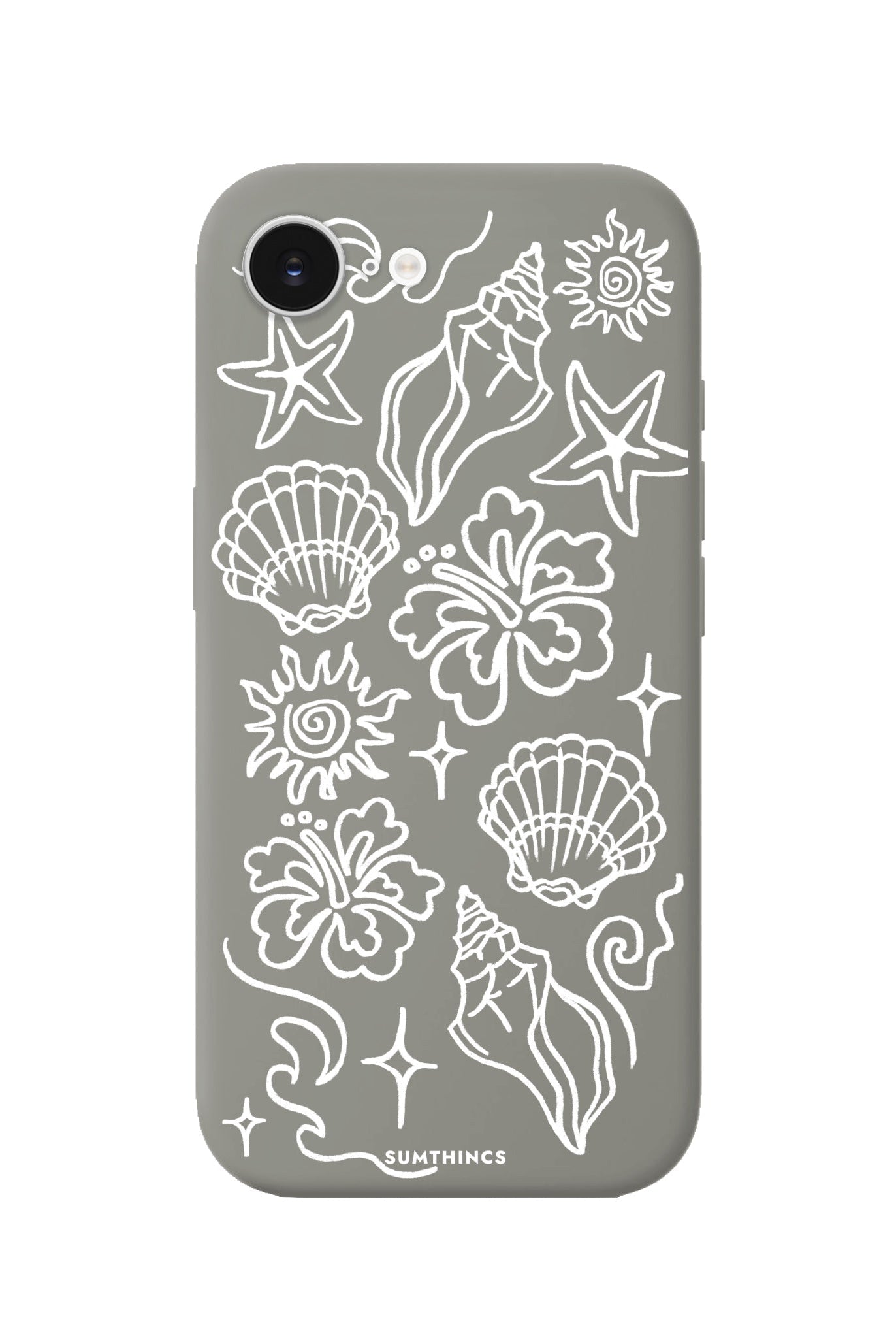 iPhone 16E Summer Sketch Premium Telefon Kılıfı Gri - SUMTHINCS