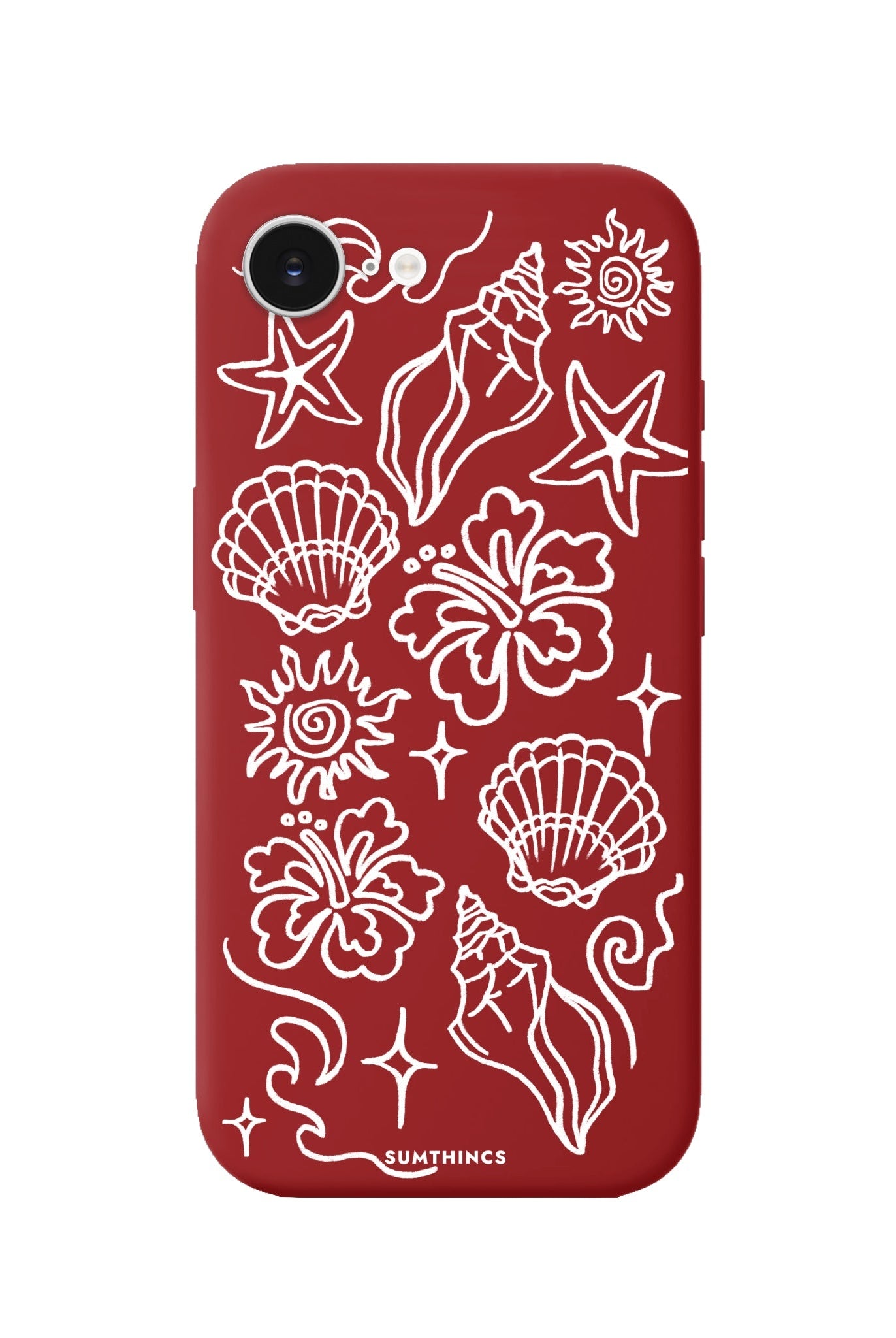 iPhone 16E Summer Sketch Premium Telefon Kılıfı Kırmızı - SUMTHINCS