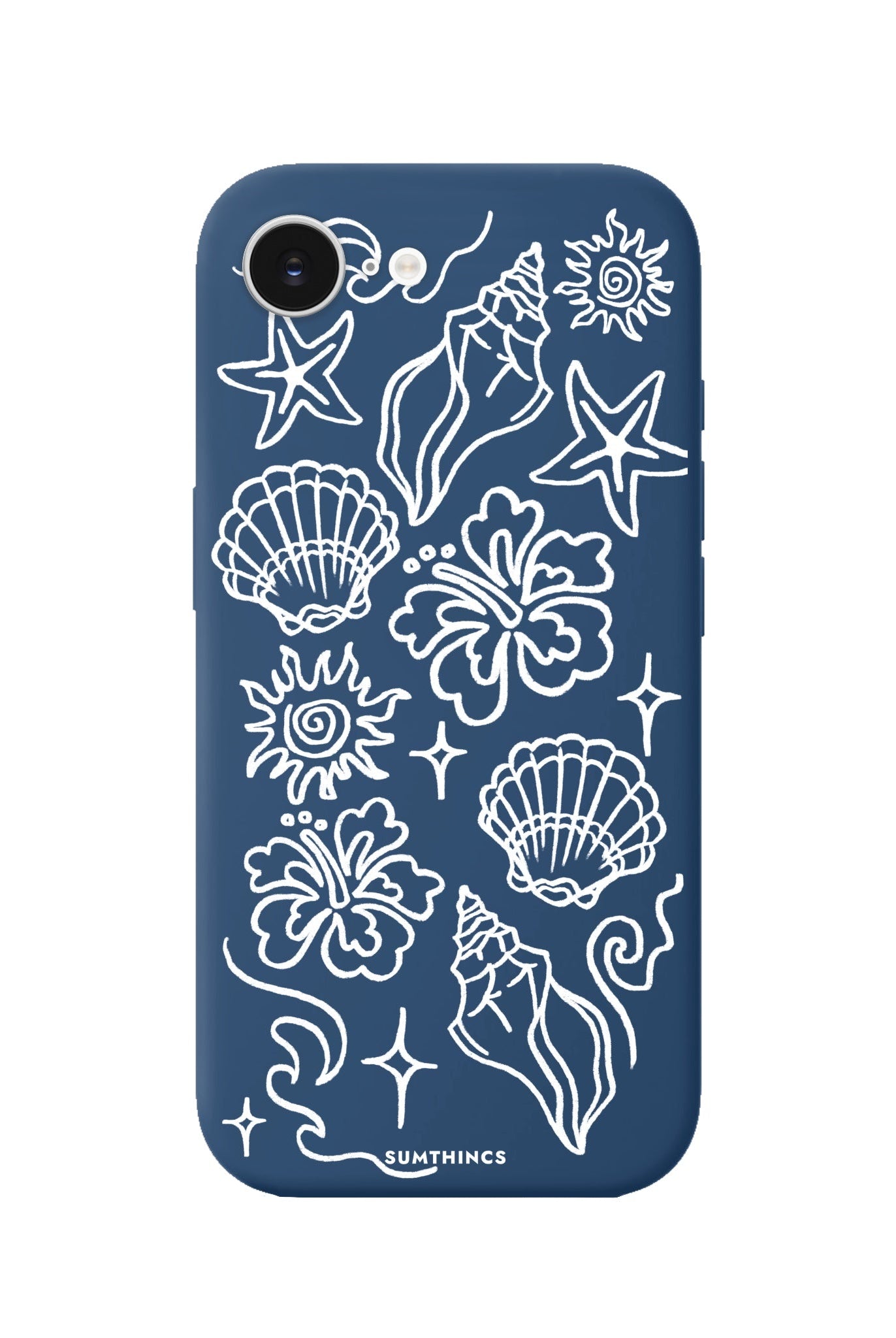 iPhone 16E Summer Sketch Premium Telefon Kılıfı Pasifik Mavi - SUMTHINCS