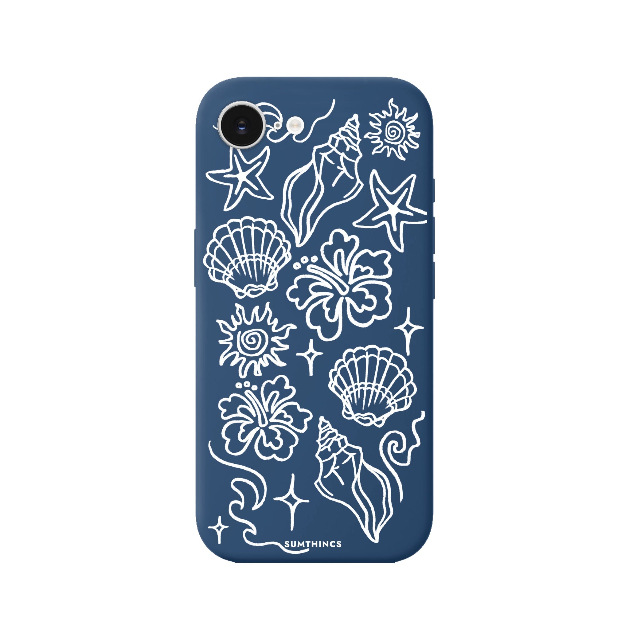 iPhone 16E Summer Sketch Premium Telefon Kılıfı Pasifik Mavi - SUMTHINCS