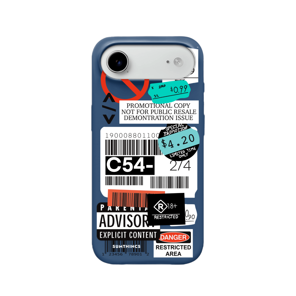 iPhone 17 Air Barcode C54 Premium Telefon Kılıfı Pasifik Mavi - SUMTHINCS