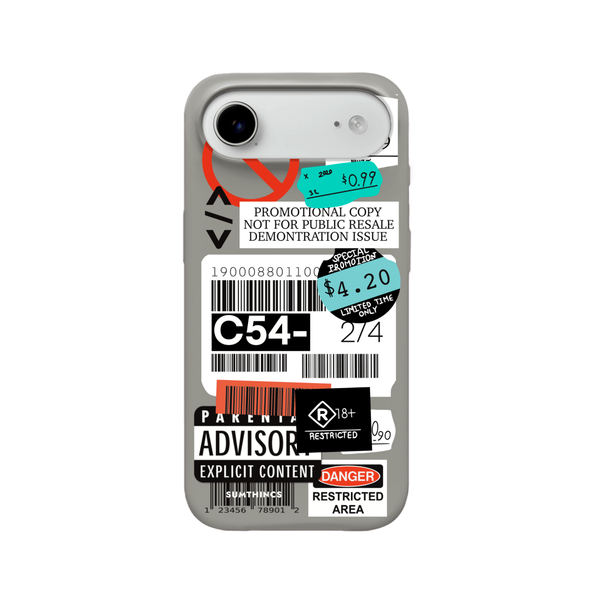 iPhone 17 Air Barcode C54 Premium Telefon Kılıfı Gri - SUMTHINCS