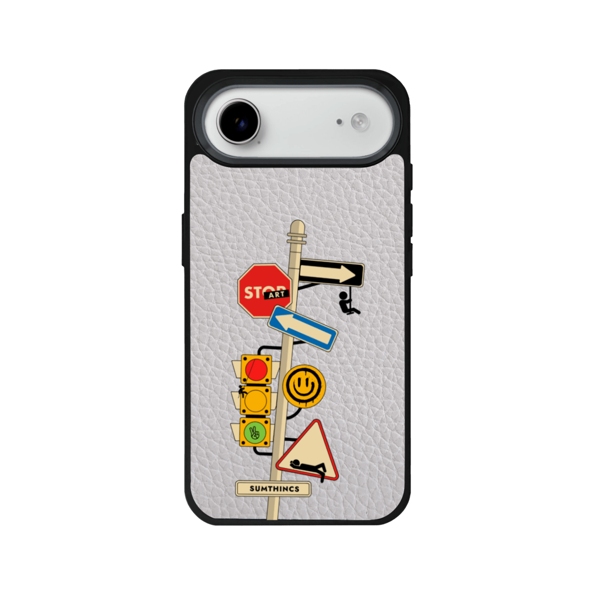 iPhone 17 Air Crossroad Leather Vegan Deri Telefon Kılıfı Gri - SUMTHINCS