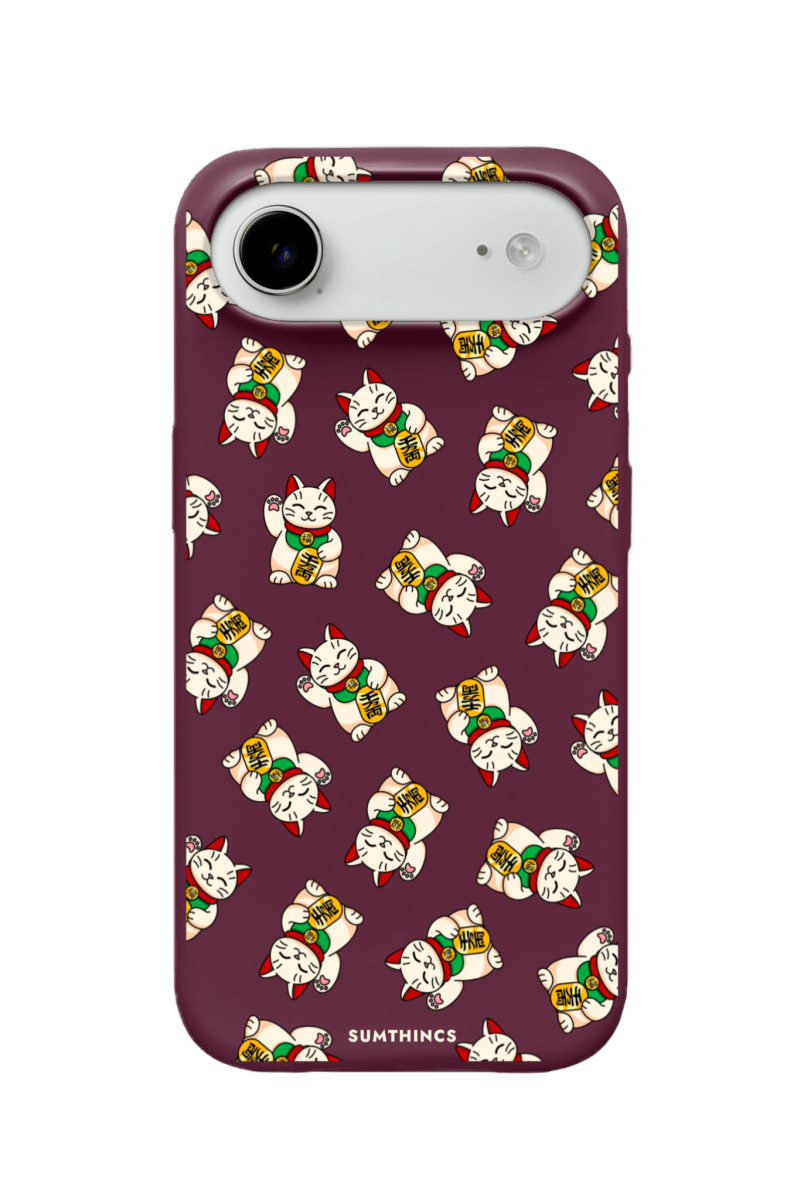 iPhone 17 Air Maneki Neko Premium Telefon Kılıfı Bordo - SUMTHINCS