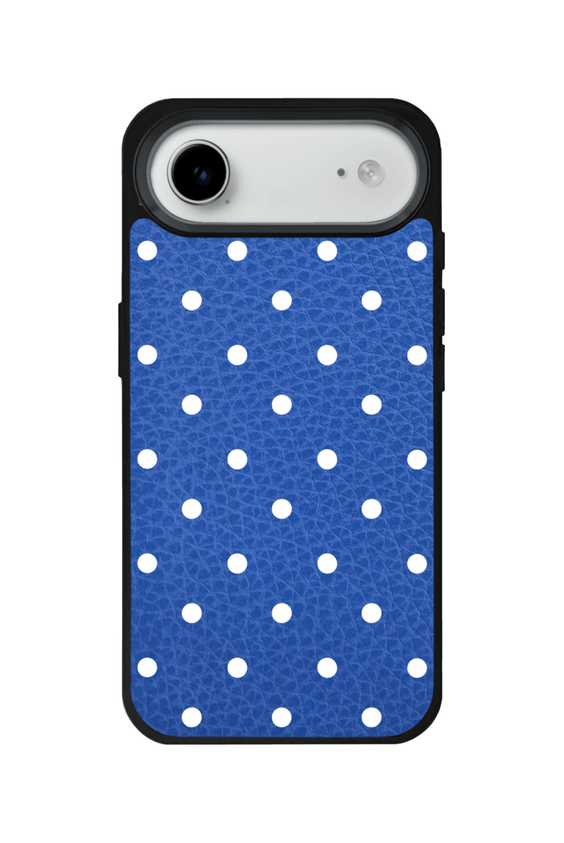 iPhone 17 Air Polka Dot Leather Deri Telefon Kılıfı Mavi - SUMTHINCS