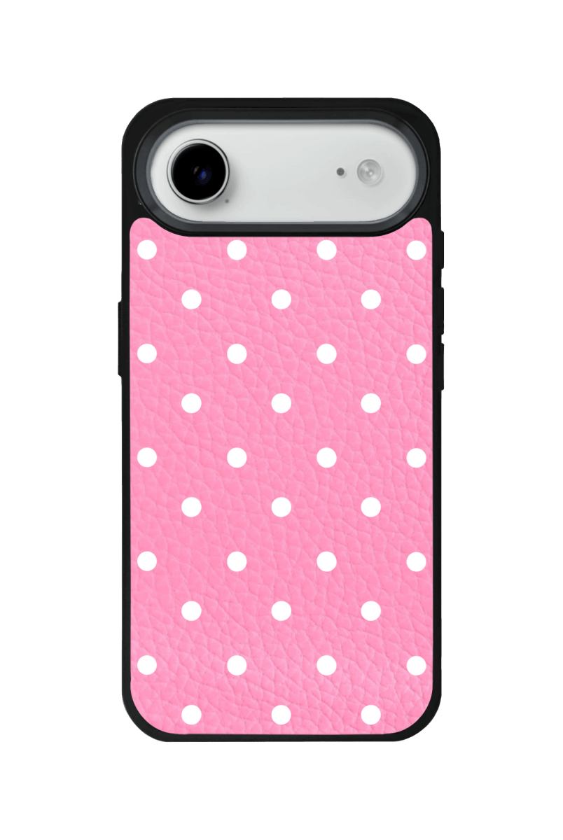 iPhone 17 Air Polka Dot Leather Deri Telefon Kılıfı Pembe - SUMTHINCS
